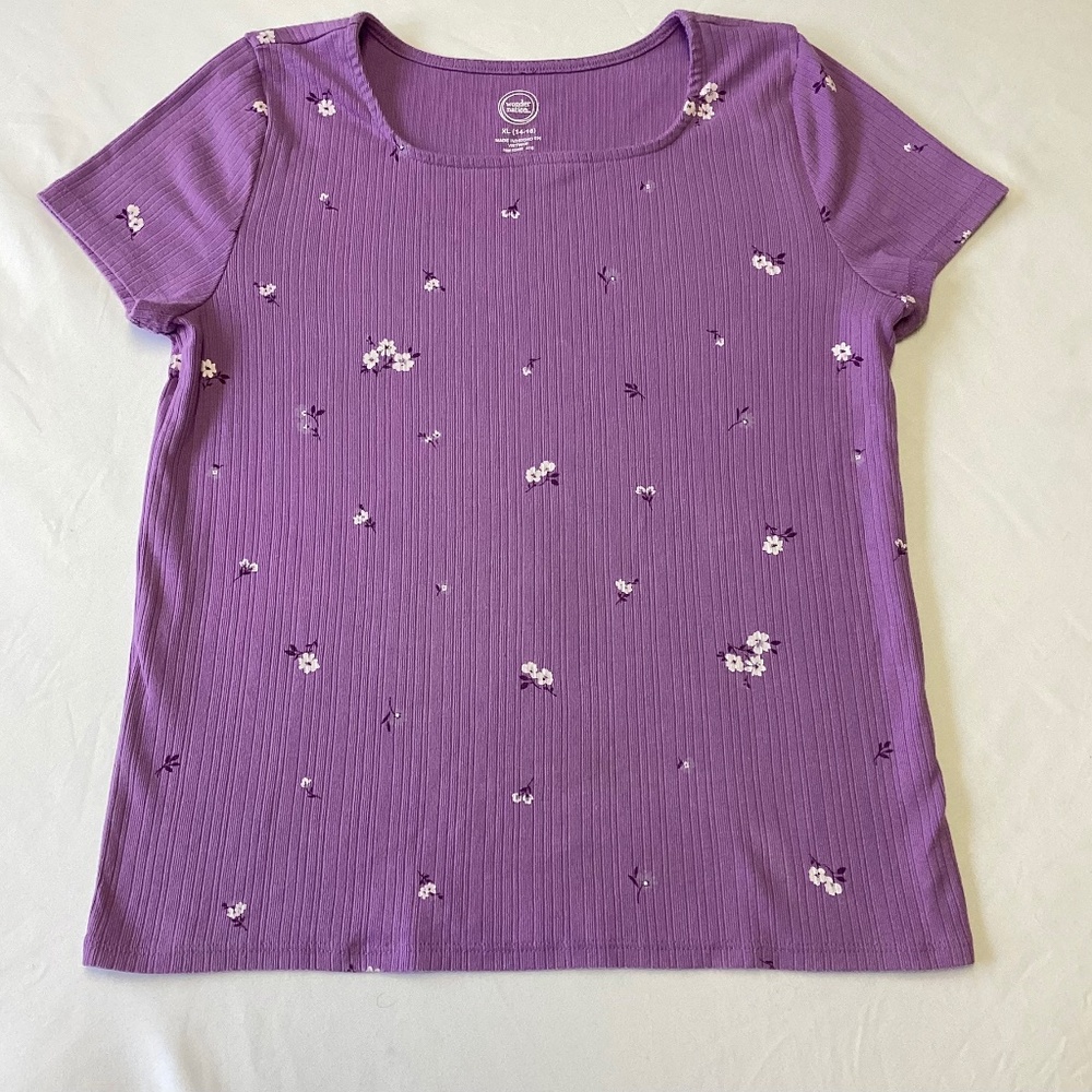Purple flower print T-shirt